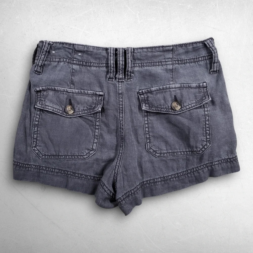 American Eagle Linen Blend Mini Shorts Women 00 Gray Summer Casual Boho Beachy